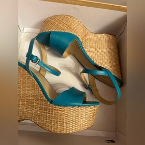 MICHAEL Michael Kors Turquoise and Tan Wedges